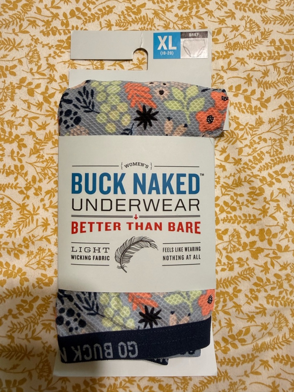 Duluth Trading Co Floral Bikini Briefs - Gray with Coral & Lime Accents